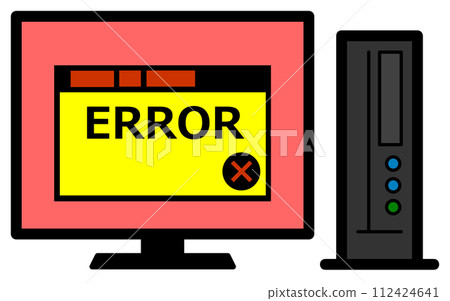 Illustration of an error message displayed on the LCD monitor on a desktop computer Illustration of an error message displayed on the LCD monitor on a desktop computer 112424641
