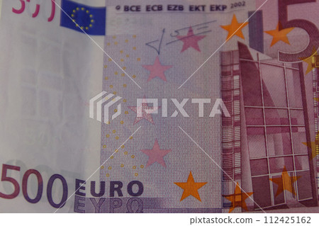 Macro shot of the five hundred euro banknote Macro shot of the five hundred euro banknote 112425162