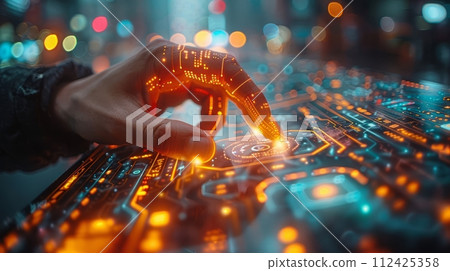Human AI pressing big data waves. Big data and technology concept Human AI pressing big data waves. Big data and technology concept 112425358