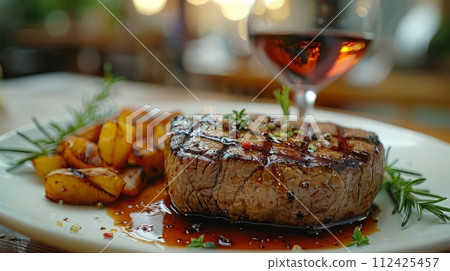 Close up of grilled steak perfect for food advertisement and promotion for grilled steak. 112425457
