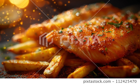 Close up of fish and chips. Fast food concept 112425470