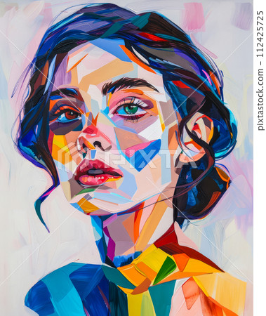 Vibrant woman portrait with bold colors 112425725