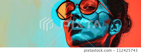 Vibrant woman portrait with bold colors 112425743