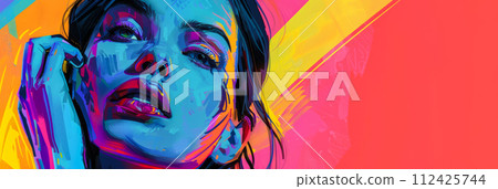 Vibrant woman portrait with bold colors Vibrant woman portrait with bold colors 112425744