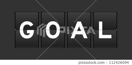 Black color analog flip board with word goal on gray background 112426094
