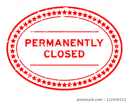 Grunge red permanently closedword oval seal stamp on white background Grunge red permanently closedword oval seal stamp on white background 112426112