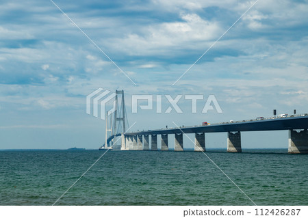 The great belt bridge, Storebelt in Denmark, connecting Zealand with Funen. 112426287