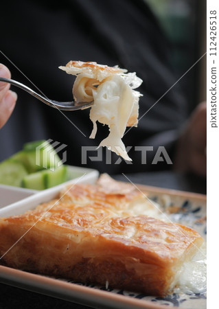 Traditional Turkish Cuisine Pastries borek on a plate  112426518