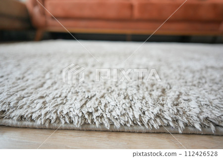 carpet texture background on wooden floor with copy space  112426528