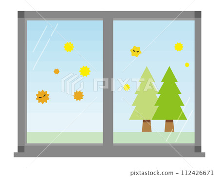 關閉窗戶以防止花粉進入的插圖 關閉窗戶以防止花粉進入的插圖 112426671
