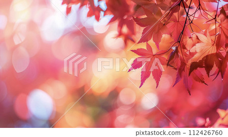 Bright red autumn leaves background AI image Bright red autumn leaves background AI image 112426760