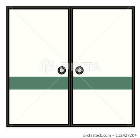Illustration of sliding doors used as partitions in Japanese-style rooms in Japanese-style buildings 112427204