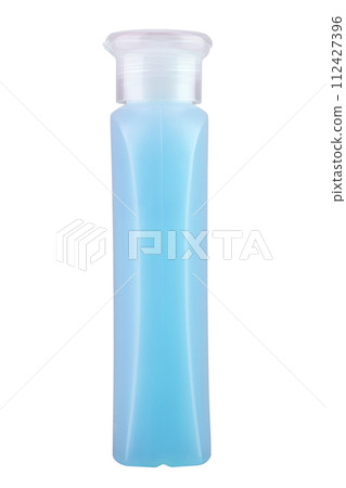 Shampoo in a plastic bottle isolated on a white background. Shampoo in a plastic bottle isolated on a white background. 112427396