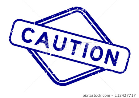 Grunge blue caution word rubber seal stamp on white background Grunge blue caution word rubber seal stamp on white background 112427717