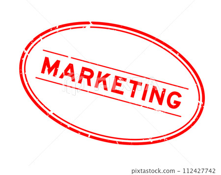 Grunge red marketing word oval rubber seal stamp on white background 112427742