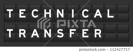 Black color analog flip board with word technical transfer on gray background 112427757