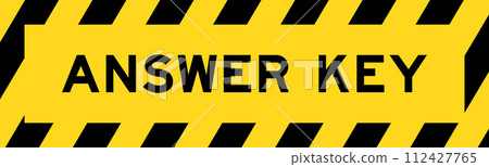 Yellow and black color with line striped label banner with word answer key 112427765