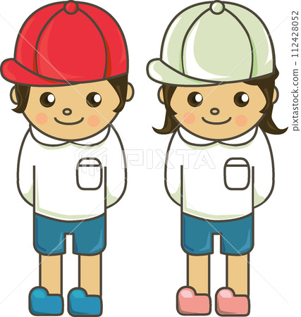 一個男孩和一個女孩穿著運動服站著 112428052