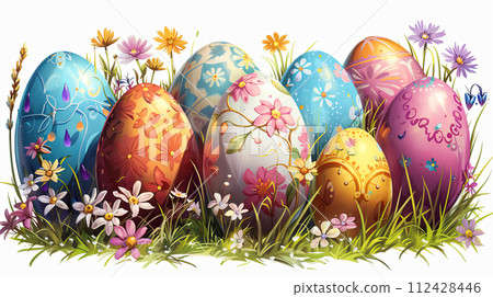 Easter eggs springtime illustration Easter eggs springtime illustration 112428446