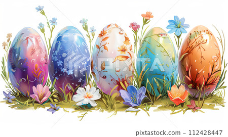 Easter eggs springtime illustration Easter eggs springtime illustration 112428447