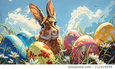 Easter eggs springtime illustration Easter eggs springtime illustration 112428449