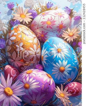 Easter eggs springtime illustration Easter eggs springtime illustration 112428455