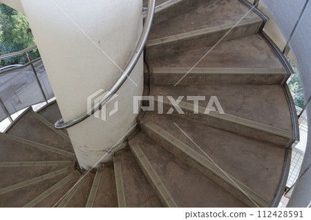 looking at the spiral staircase from above 112428591