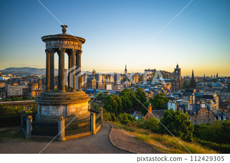 dugald monument at calton hill in edinburgh, scotland, united kingdom 112429305