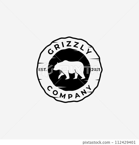 Emblem Vintage Walking Bear Hunter Logo Vector Design Illustration, Grizzly Bear, Polar Bear, Black Bear Emblem Vintage Walking Bear Hunter Logo Vector Design Illustration, Grizzly Bear, Polar Bear, Black Bear 112429401