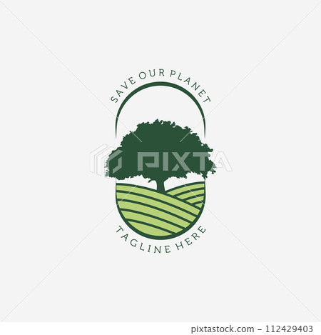 Emblem of Tree Logo Vector Design Vintage Illustration Icon, Farm Fresh, Wooden, Save our Planet, Last Tree Emblem of Tree Logo Vector Design Vintage Illustration Icon, Farm Fresh, Wooden, Save our Planet, Last Tree 112429403