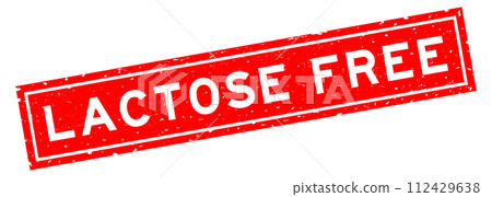 Grunge red lactose free word square rubber seal stamp on white background Grunge red lactose free word square rubber seal stamp on white background 112429638