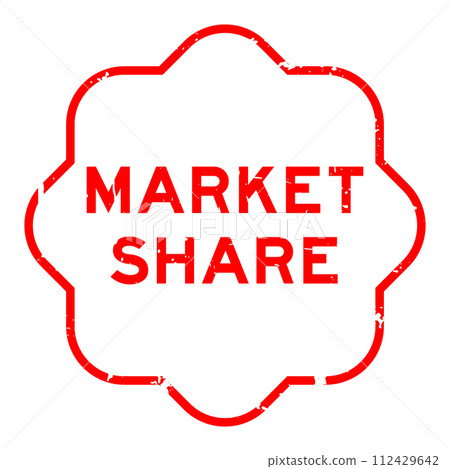 Grunge red market share word rubber seal stamp on wthie background 112429642