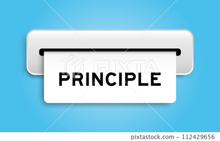 White coupon banner with word principle from machine on blue color background 112429656