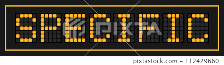 Orange color led banner in word specific n black background 112429660