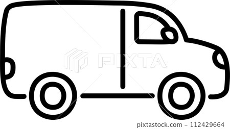 Delivery van cartoon doodle line icon 112429664