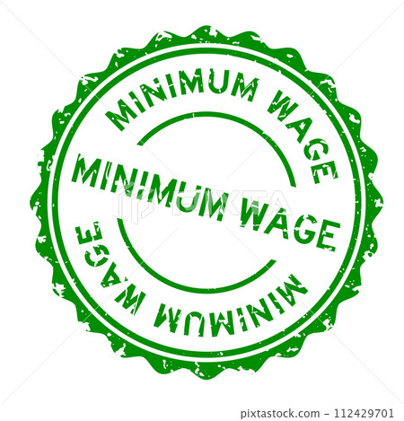 Grunge green minimum wage word round rubber seal stamp on white background Grunge green minimum wage word round rubber seal stamp on white background 112429701