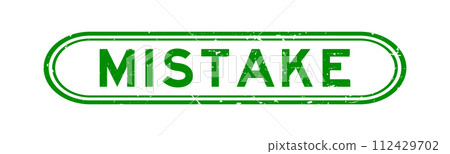 Grunge green mistake word rubber seal stamp on white background 112429702