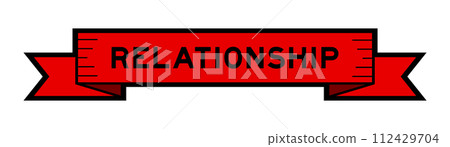 Ribbon label banner with word relationship in red color on white background Ribbon label banner with word relationship in red color on white background 112429704