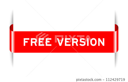 Red color inserted label banner with word free version on white background Red color inserted label banner with word free version on white background 112429719