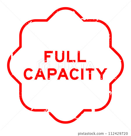 Grunge red full capacity word rubber seal stamp on white background Grunge red full capacity word rubber seal stamp on white background 112429720