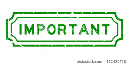 Grunge green important word rubber seal stamp on white background 112429728