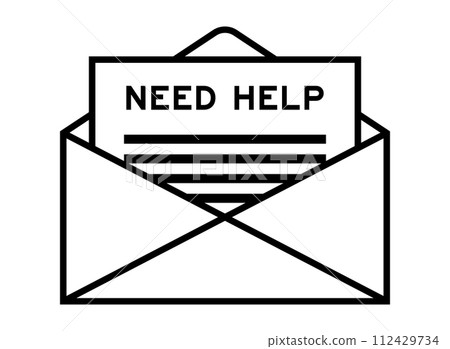 Envelope and letter sign with word need help as the headline Envelope and letter sign with word need help as the headline 112429734