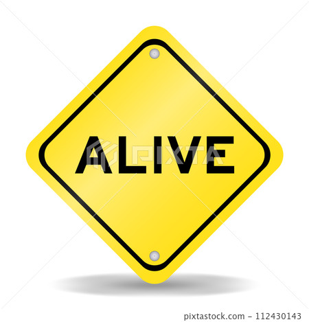 Yellow color transportation sign with word yellow on white background 112430143