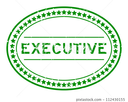 Grunge green executive word oval rubber seal stamp on white background 112430155