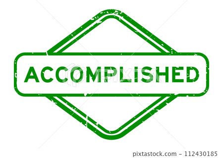 Grunge green accomplished word rubber seal stamp on white background Grunge green accomplished word rubber seal stamp on white background 112430185