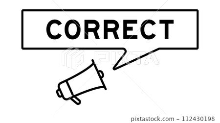 Megaphone icon with speech bubble in word correct on white background 112430198