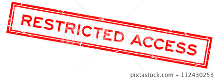 Grunge red restricted access word square rubber seal stamp on white bacckground 112430253