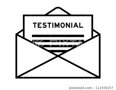 Envelope and letter sign with word testimonial as the headline Envelope and letter sign with word testimonial as the headline 112430257