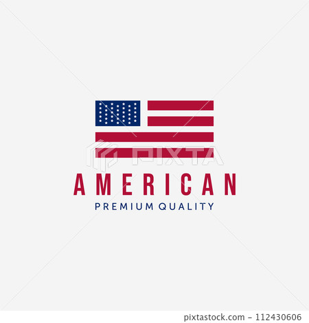 Minimalist American Flag Logo Vector Design Symbol Vintage Illustration 112430606