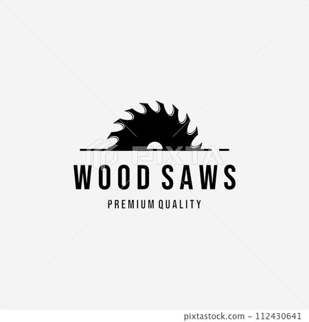 Wood saws Vintage Logo Vector, Design of Carpentry Concept, Minimalist Illustration of Wood Working 112430641